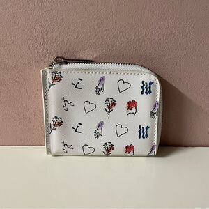 Urban Outfitters White Printed Square Zippered Wallet NWOT
